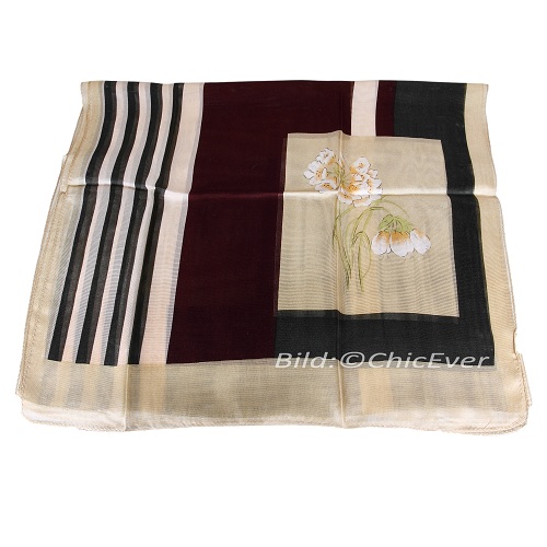 Schal aus Seide, Seidenschal, 50x170cm, creme, bordeaux, blau, 4749
